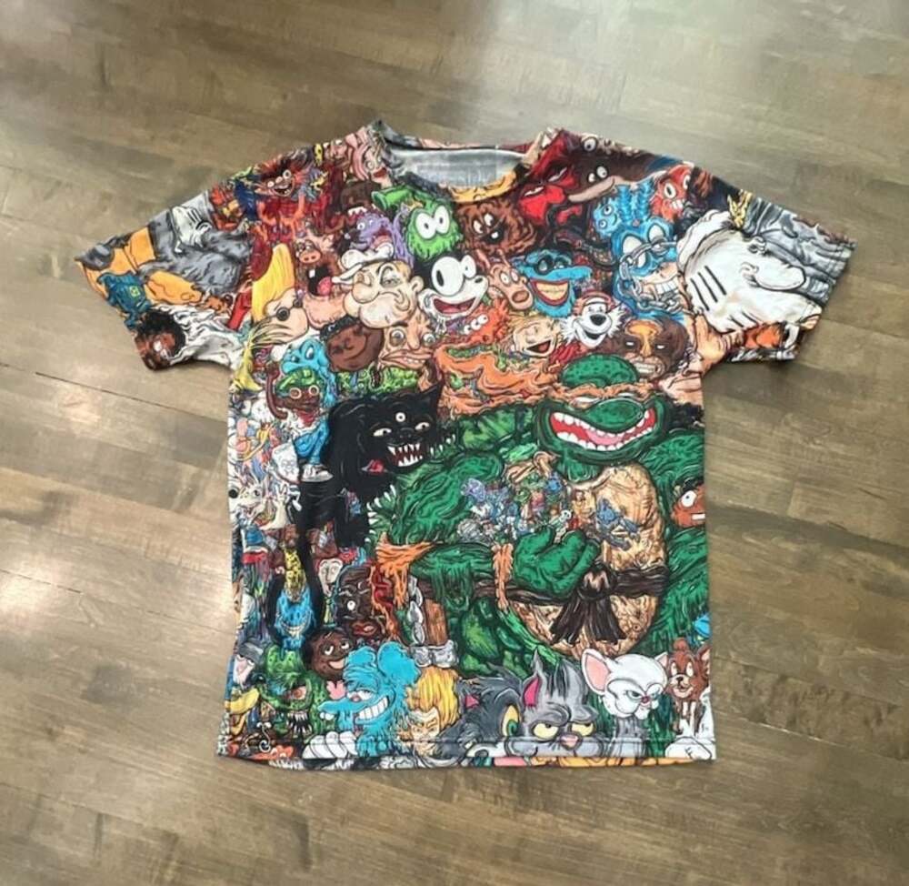 Grassroots California Vincent Gordon Cartoon Gumbo All-Over Print T-Shirt Size L